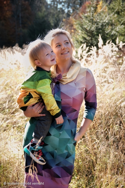 Gradient Polygone lila, grasgrün Jersey